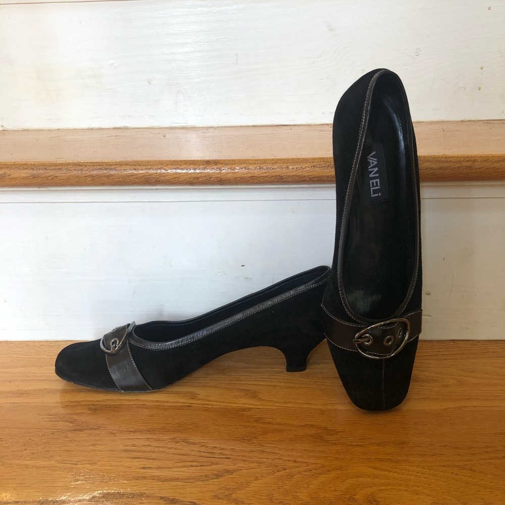 Black Suede Vaneli Kitten Heels